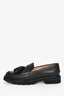 Stuart Weitzman Black Leather Tassel Detail 'Adrina' Loafers Size 6