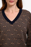 Gucci Blue/Brown GG Supreme V Neck Sweater Size S
