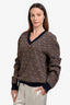 Gucci Blue/Brown GG Supreme V Neck Sweater Size S