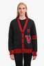 Louis Vuitton Grey/Red Logo Patch Cardigan Size M