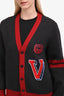 Louis Vuitton Grey/Red Logo Patch Cardigan Size M