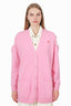 Givenchy Pink Wool/Cashmere Logo Embroidered Shoulder Cut Out Cardigan Size S