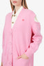 Givenchy Pink Wool/Cashmere Logo Embroidered Shoulder Cut Out Cardigan Size S