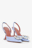 Amina Muaddi Purple Patent Crystal Begum Slingback Heels Size 38.5