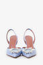 Amina Muaddi Purple Patent Crystal Begum Slingback Heels Size 38.5