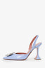 Amina Muaddi Purple Patent Crystal Begum Slingback Heels Size 38.5