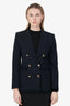Max Mara Black Wool Fringed Gold Button Miki Blazer Size 6