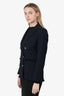 Max Mara Black Wool Fringed Gold Button Miki Blazer Size 6