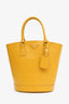 Prada Yellow Saffiano Vernice Bucket Bag With Strap