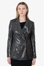 MM6 Maison Margiela Black Sequin Double Breasted Blazer Size 42