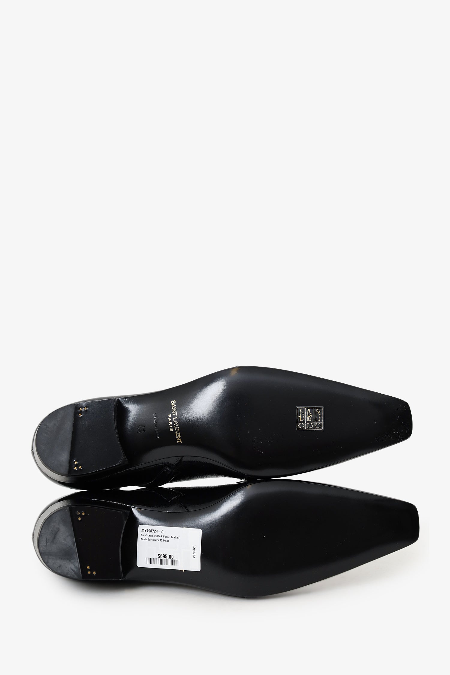 Saint Laurent Black Patent Leather Ankle Boots Size 43 Mens – Mine