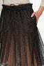 Valentino Black Lace Pleated Midi Skirt With Leather Belt Size 6
