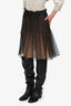 Valentino Black Lace Pleated Midi Skirt With Leather Belt Size 6