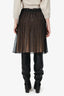 Valentino Black Lace Pleated Midi Skirt With Leather Belt Size 6