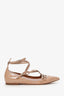 Valentino Nude Patent Leather Love Latch Ankle Strap Flats Size 38
