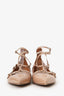 Valentino Nude Patent Leather Love Latch Ankle Strap Flats Size 38