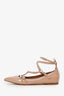 Valentino Nude Patent Leather Love Latch Ankle Strap Flats Size 38