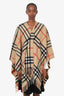 Burberry Brown Wool/Cashmere Check Fringed Poncho