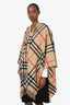 Burberry Brown Wool/Cashmere Check Fringed Poncho