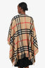 Burberry Brown Wool/Cashmere Check Fringed Poncho