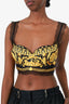 Versace Yellow/Black Barocco-print Lace-embellished Bralette Top Size 44