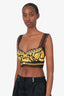 Versace Yellow/Black Barocco-print Lace-embellished Bralette Top Size 44