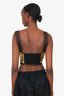 Versace Yellow/Black Barocco-print Lace-embellished Bralette Top Size 44