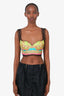 Versace Pink/Green Barocco-print Lace-embellished Bralette Top Size 44