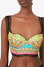 Versace Pink/Green Barocco-print Lace-embellished Bralette Top Size 44