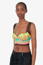 Versace Pink/Green Barocco-print Lace-embellished Bralette Top Size 44