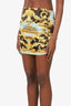 Fendace Blue/Gold Baroque Ruched Mini Skirt Size 44