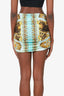 Fendace Blue/Gold Baroque Ruched Mini Skirt Size 44
