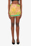 Versace Pink/Green Barocco-print Ruched Mini Skirt Size 8
