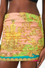 Versace Pink/Green Barocco-print Ruched Mini Skirt Size 8