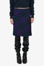 Burberry Navy/Purple Wool Check Pleated Wrap Midi Skirt Size 4