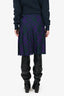 Burberry Navy/Purple Wool Check Pleated Wrap Midi Skirt Size 4