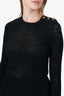 Balmain Black Gold Button Ribbed Knit Sweater Size 40