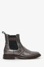 Brunello Cucinelli Silver Metallic Leather Chelsea Boots Size 39.5