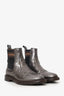 Brunello Cucinelli Silver Metallic Leather Chelsea Boots Size 39.5