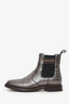 Brunello Cucinelli Silver Metallic Leather Chelsea Boots Size 39.5