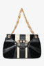 Gucci Black/White Lizard/Velvet Leather Dragon Head Shoulder Bag