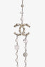 Pre-Loved Chanel™ 2010 Silver Tone Metal/White Bead/Crystal Embellished CC Necklace
