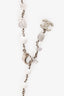 Pre-Loved Chanel™ 2010 Silver Tone Metal/White Bead/Crystal Embellished CC Necklace