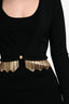 Versace Black/Gold/Silver Tone Fringe Cropped Cardigan Size 38