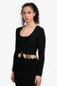 Versace Black/Gold/Silver Tone Fringe Cropped Cardigan Size 38