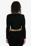 Versace Black/Gold/Silver Tone Fringe Cropped Cardigan Size 38