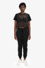 Pinko Black Crystal Embellished Lace Detail Jogger Size M