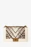 Pre-loved Chanel™ 2015/16 White Python Skin Leather Boy Bag