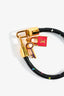 Louis Vuitton Black Leather/Gold Tone 'Luck It' Bracelet