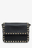 Valentino Black Leather Rockstud Small Flap Bag
